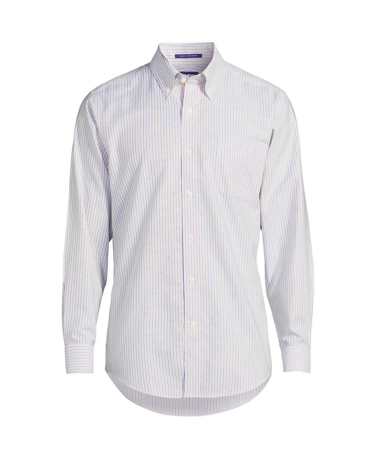 Lands End Mens Pattern No Iron Supima Oxford Dress Shirt - Royal cobalt Product Image