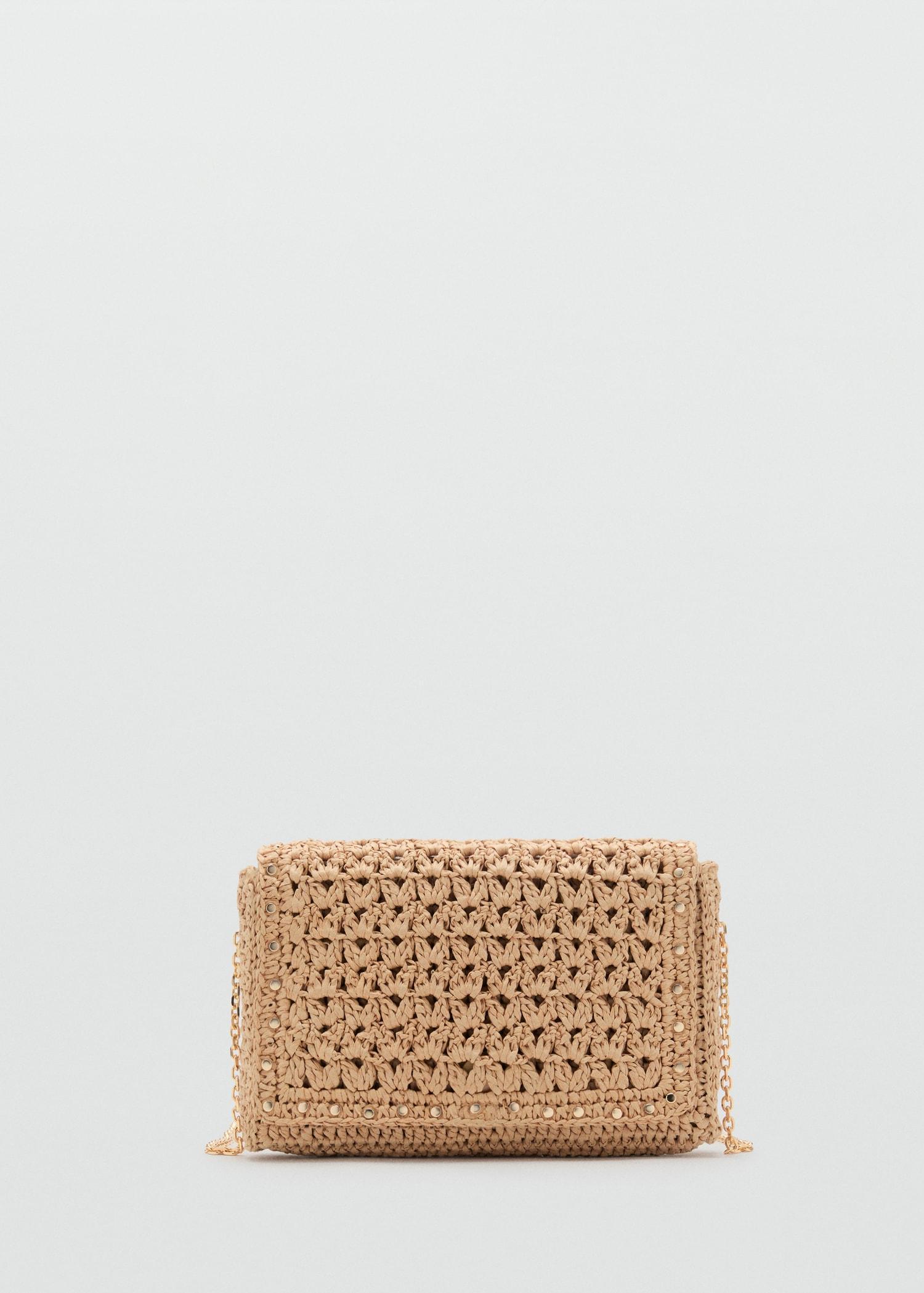 Natural fiber shoulder bag with studs - Women | MANGO USA Product Image