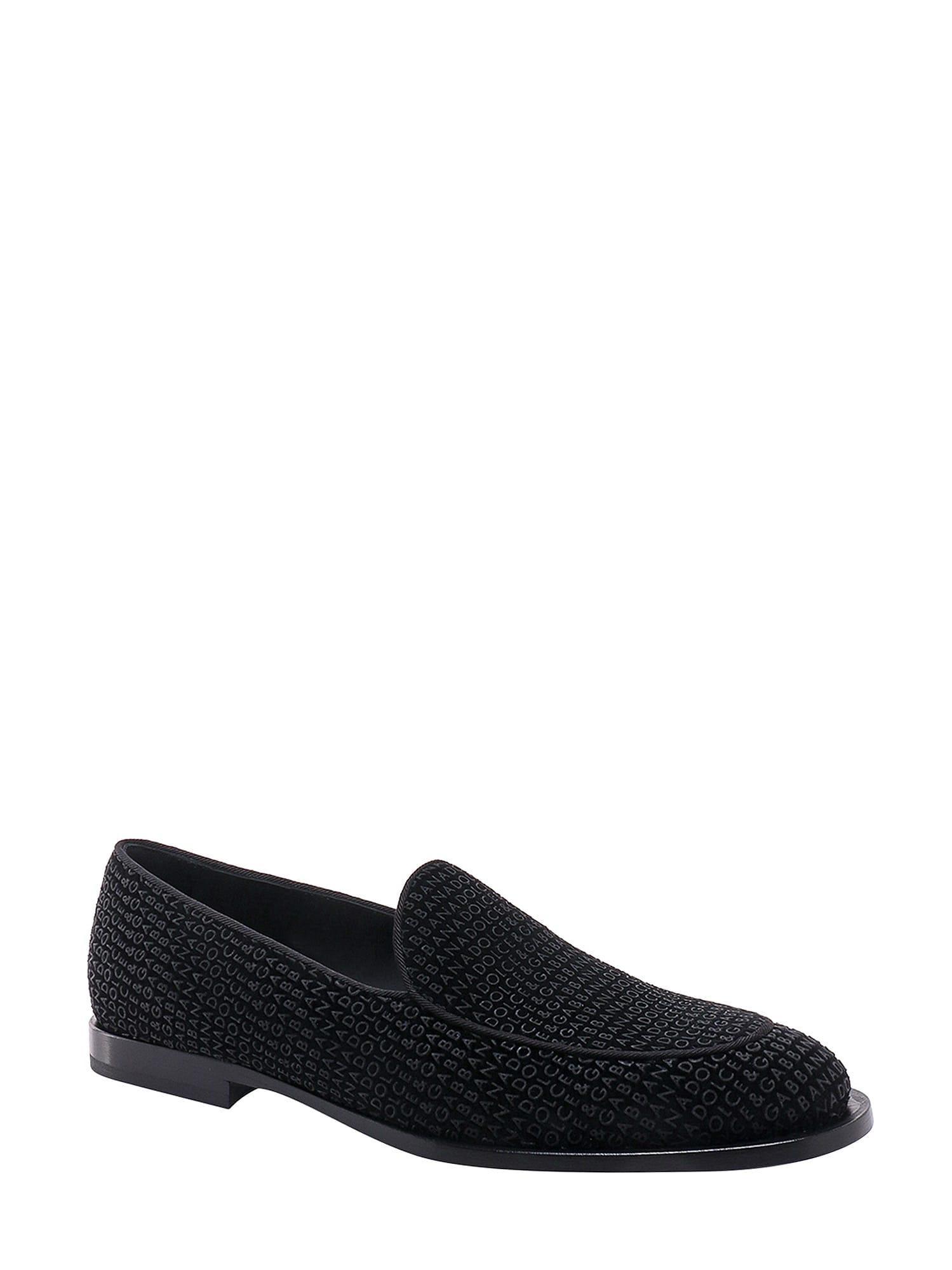 DOLCE & GABBANA Logo-print Leather Slippers In Black Product Image