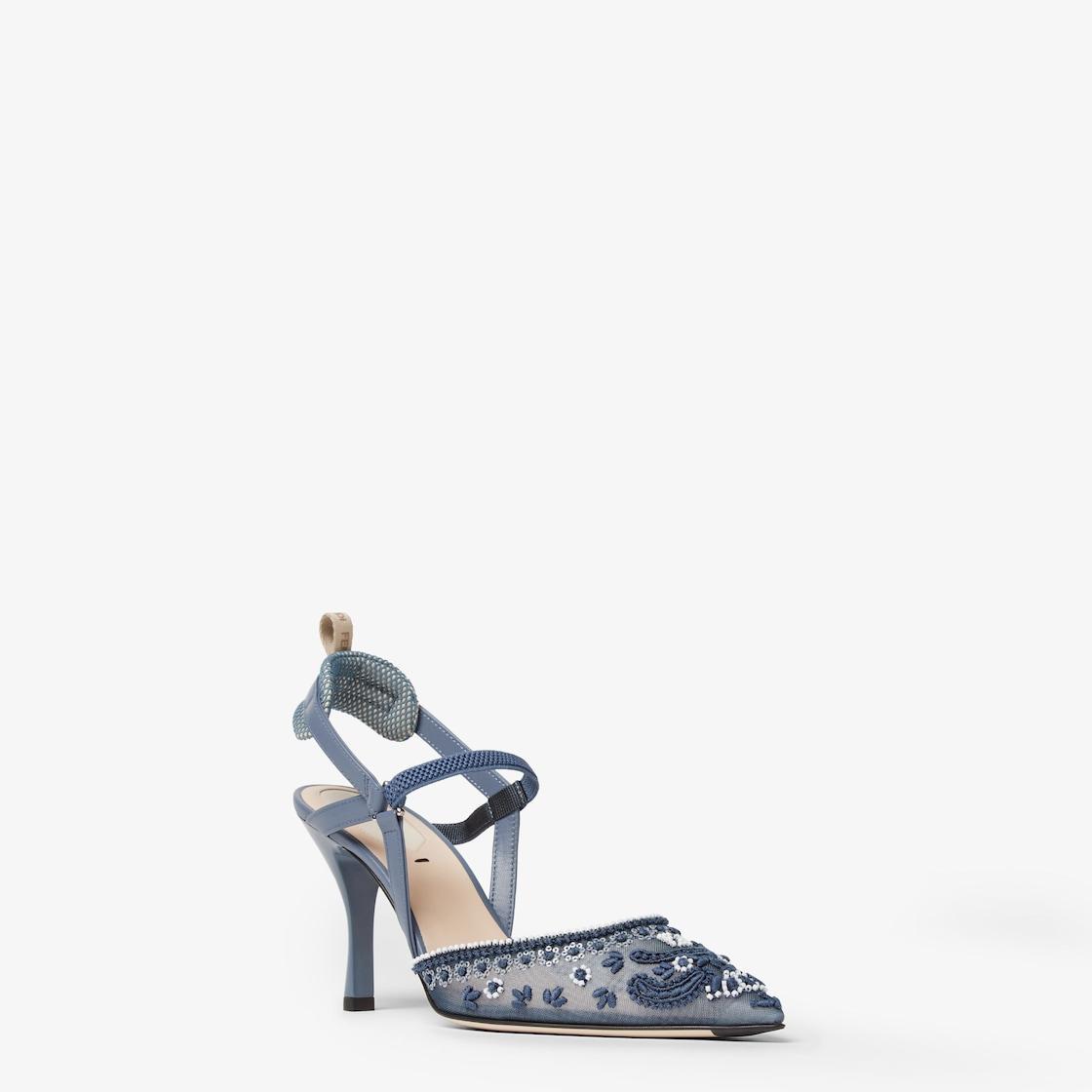 Colibrì LiteBlue embroidered mesh high-heeled slingbacks Product Image