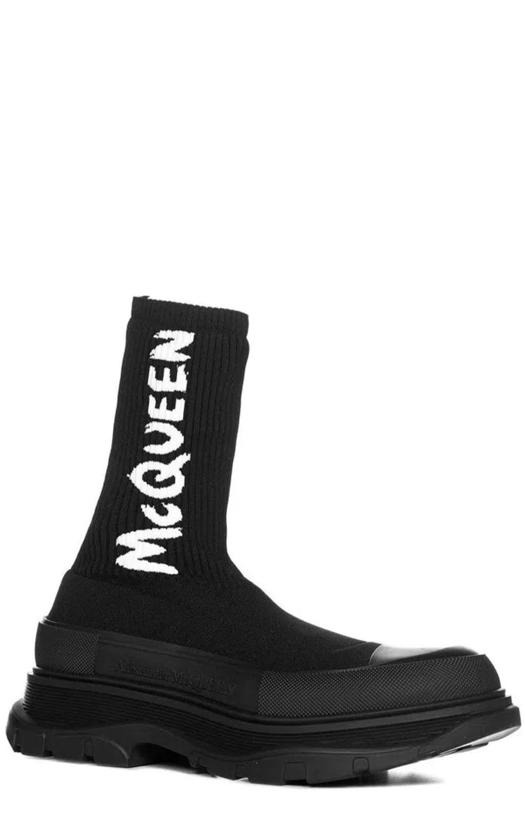 ALEXANDER MCQUEEN Tread Slick Sock-upper Trainers In Black White Product Image