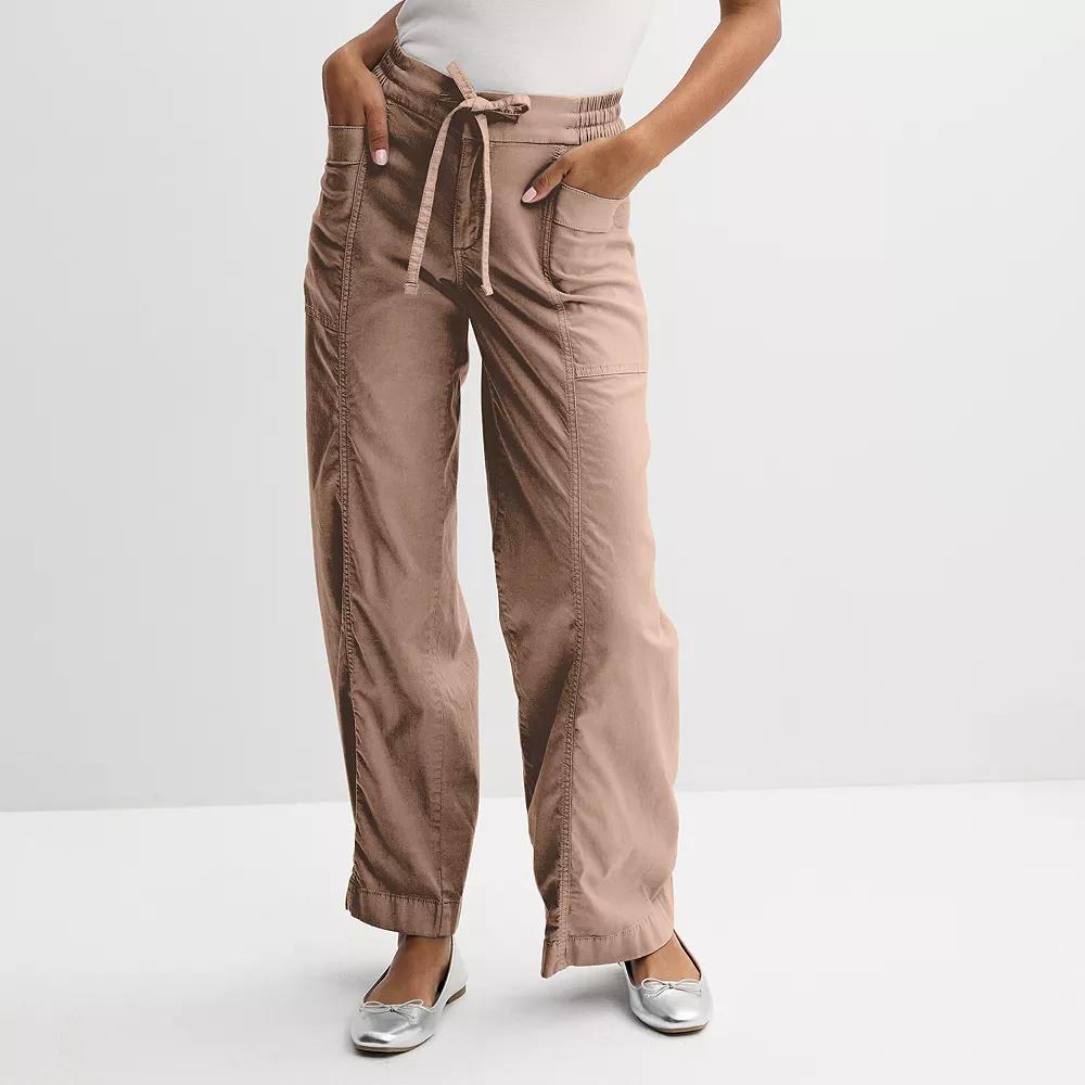 Juniors' SO® Mid-Rise Pull-On Utility Pants, Girl's, Size: Large, Bethann Brown Product Image