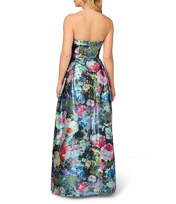 Aidan Mattox Metallic Floral Jacquard Structured Strapless Ball Gown Product Image