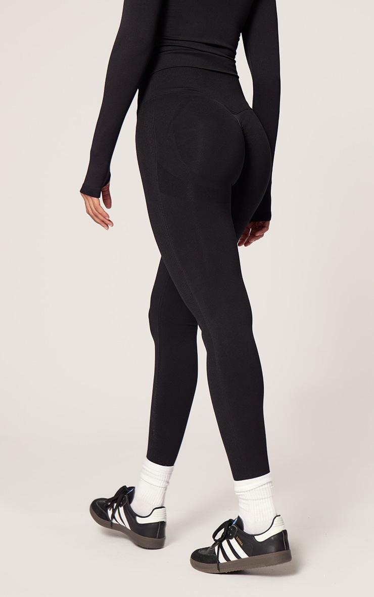Black Ruched Bum Seamless Leggings Product Image