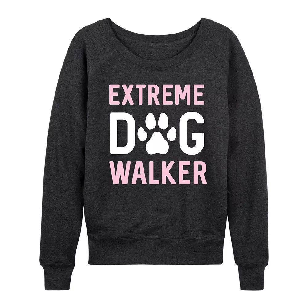 Womens Extreme Dog Walker French Terry Long Sleeve Tee Heather Grey Product Image