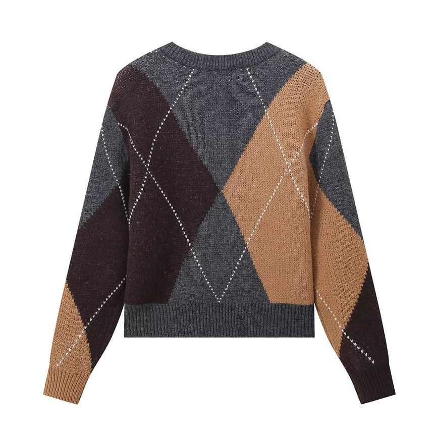 V-Neck Argyle Sweater Product Image