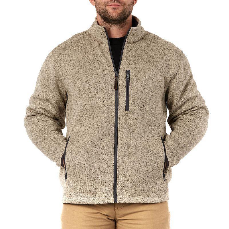 Men's Smith's Workwear Sherpa-Lined Sweater Fleece Jacket, Size: Large, Olive Grey Product Image