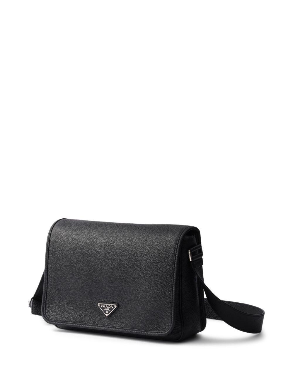 textured leather messenger bag Product Image
