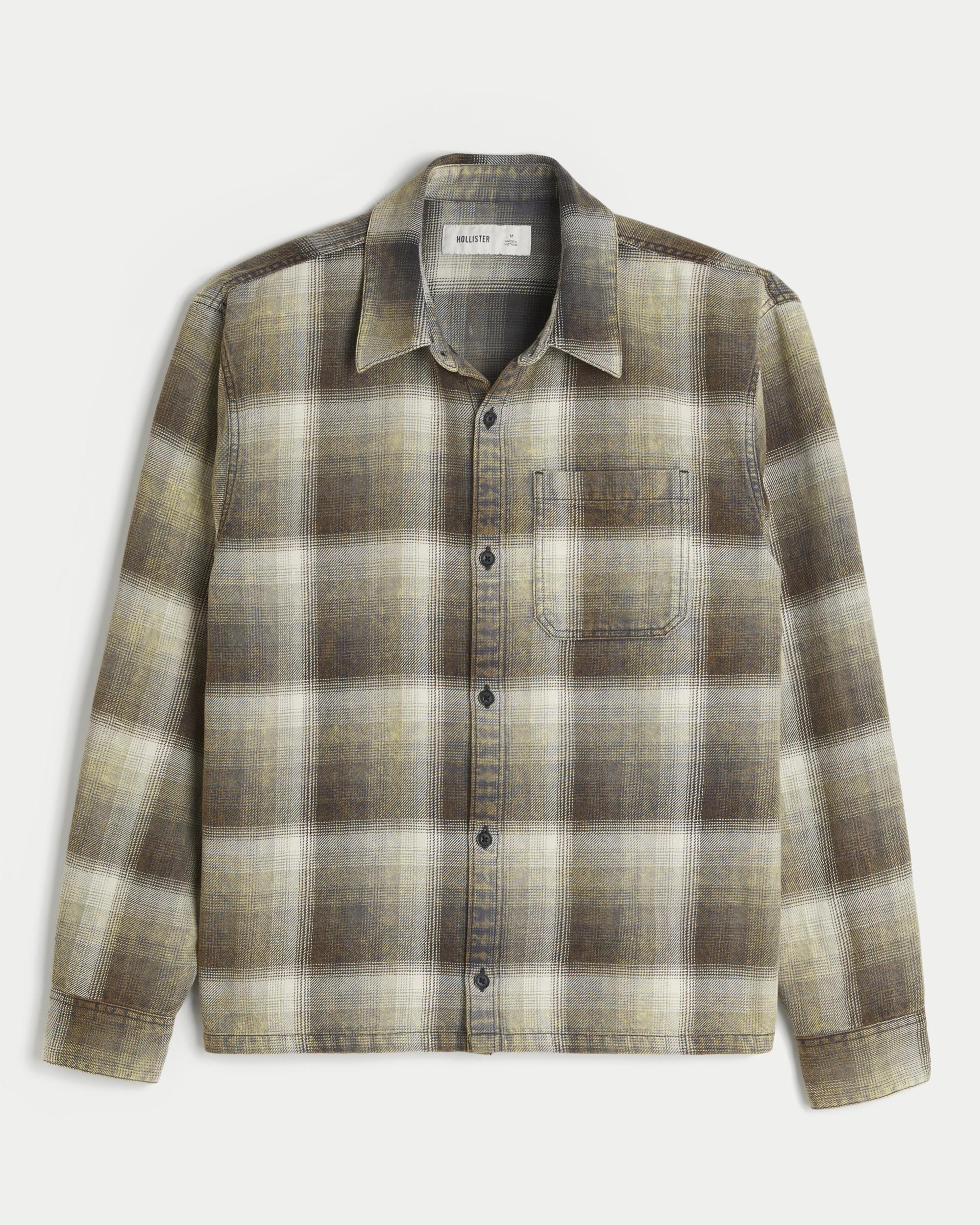 Boxy Washed Flannel Shirt Product Image