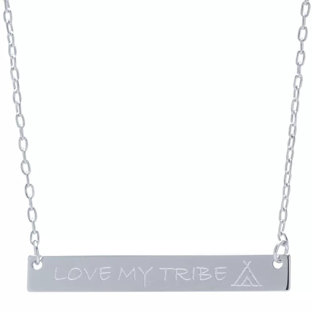 Sterling Silver "Love My Tribe" Bar Necklace, Women's, Size: 18", Silver Tone Product Image
