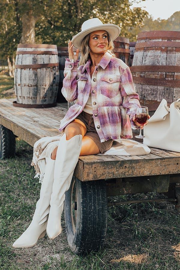 Pumpkin Patch Ready Peplum Jacket in Vineyard Grape Product Image