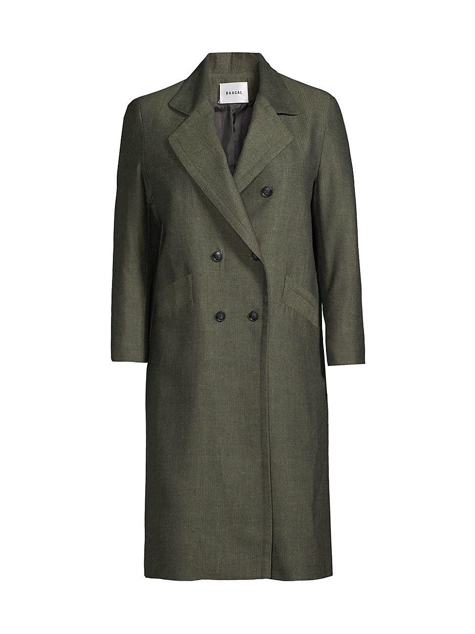 Womens Double-Breasted Herringbone Coat Product Image