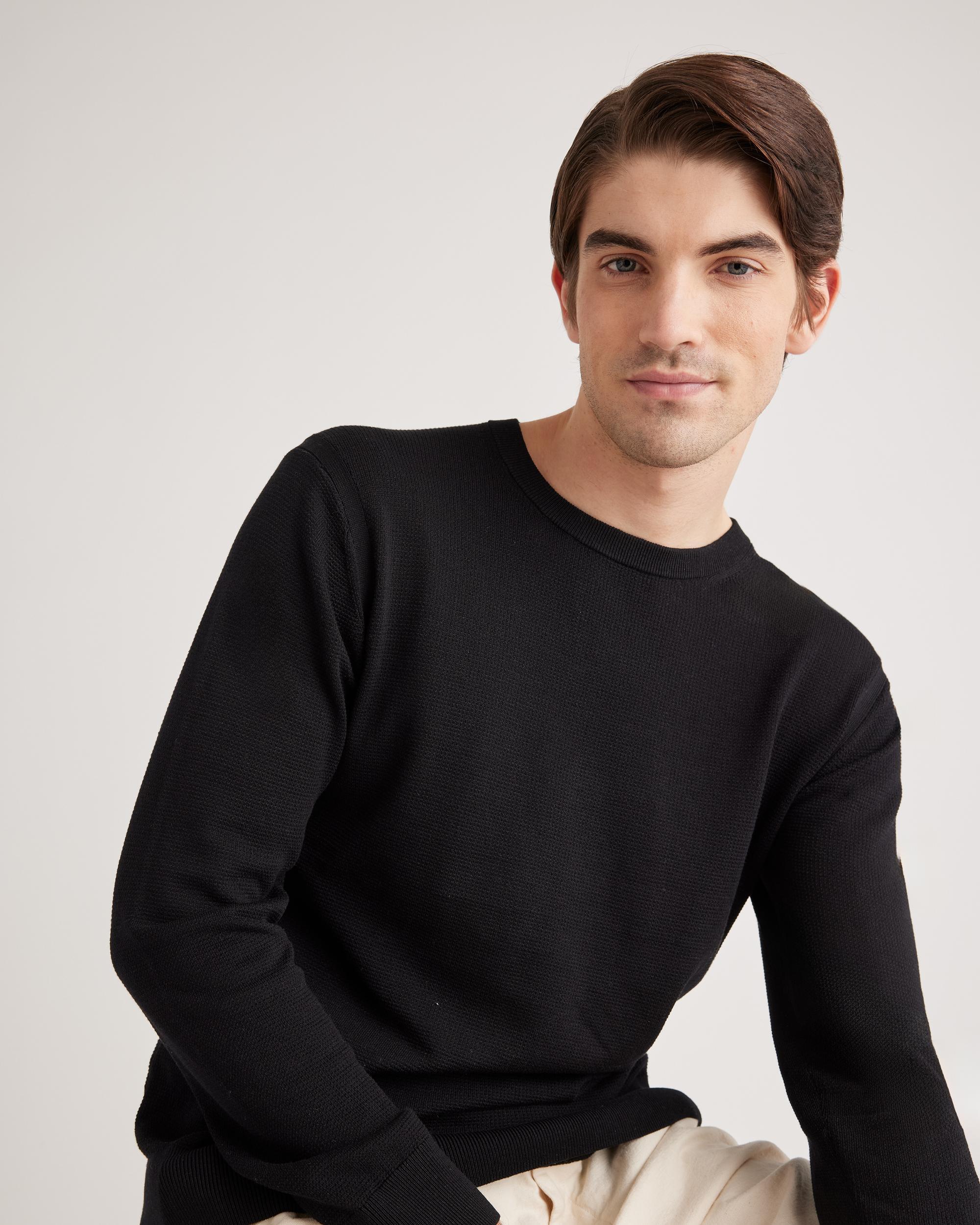 Quince | Men's -Silk Pique Crewneck Sweater Organic Cotton Product Image