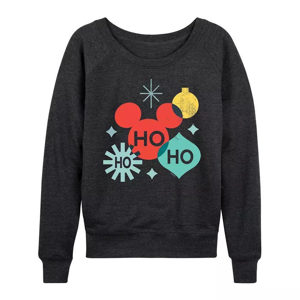Disney's Mickey Mouse Women's Holiday Shapes French Terry Long Sleeve Tee, Size: Large, Grey Indigo Product Image