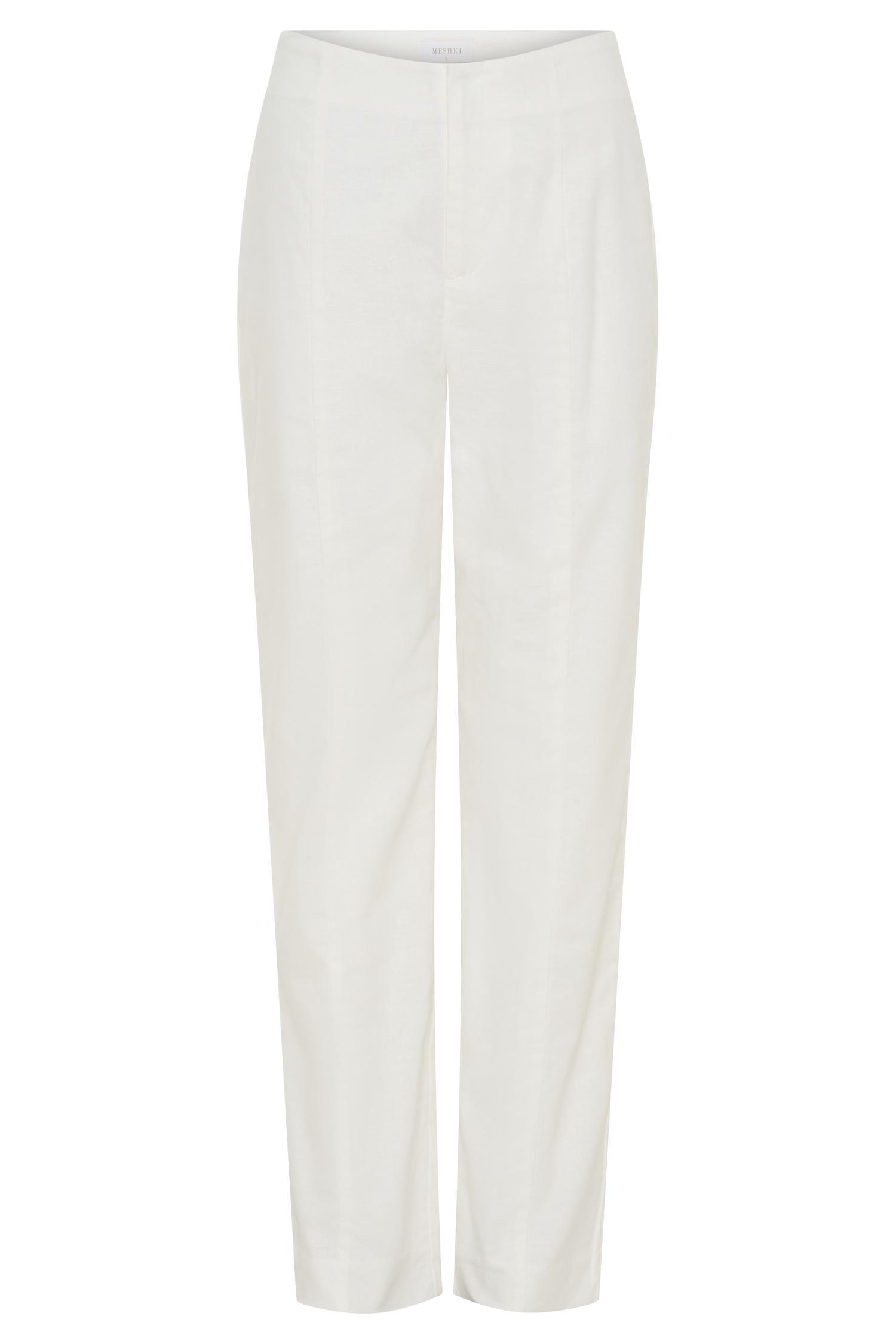 Dora Linen Straight Leg Pant - Ivory Product Image