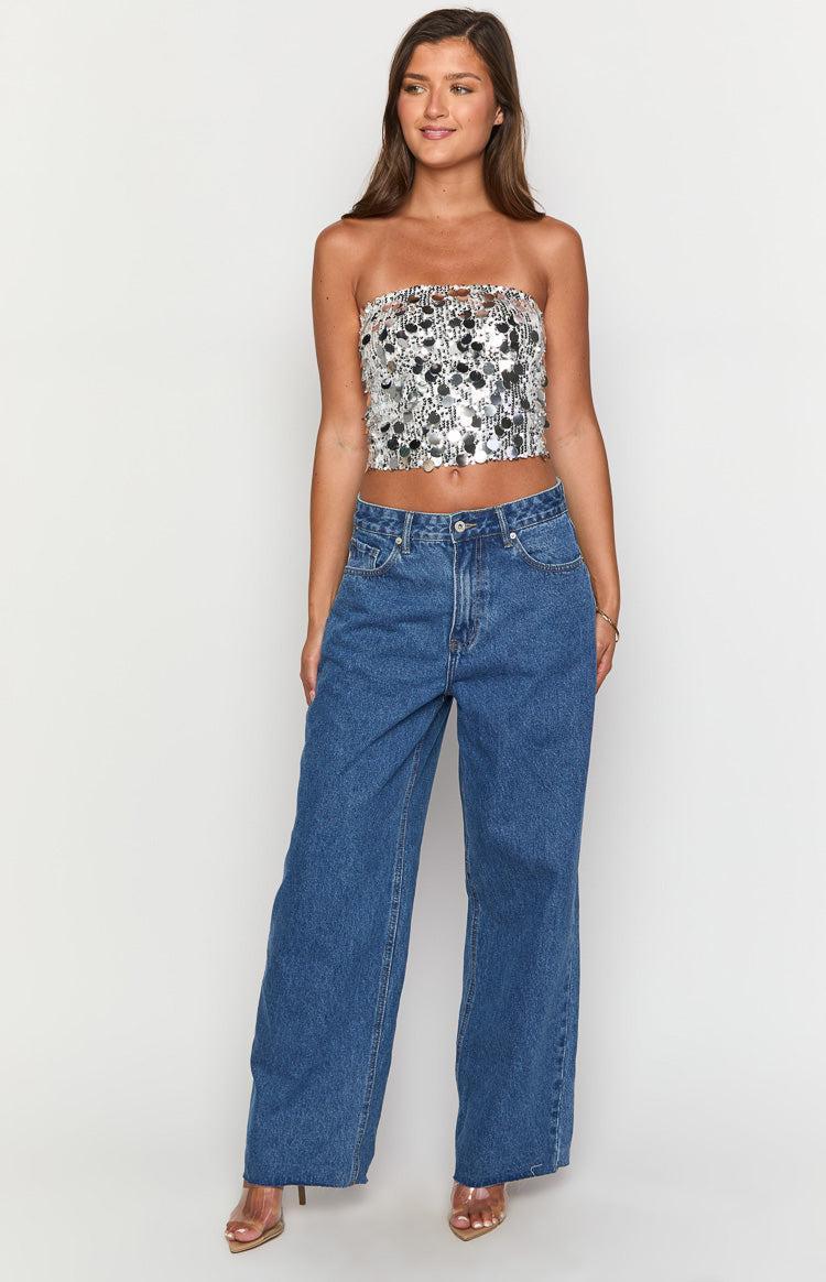 She's Yours Mid Wash Denim Wide Leg Boyfriend Jeans Girls Product Image