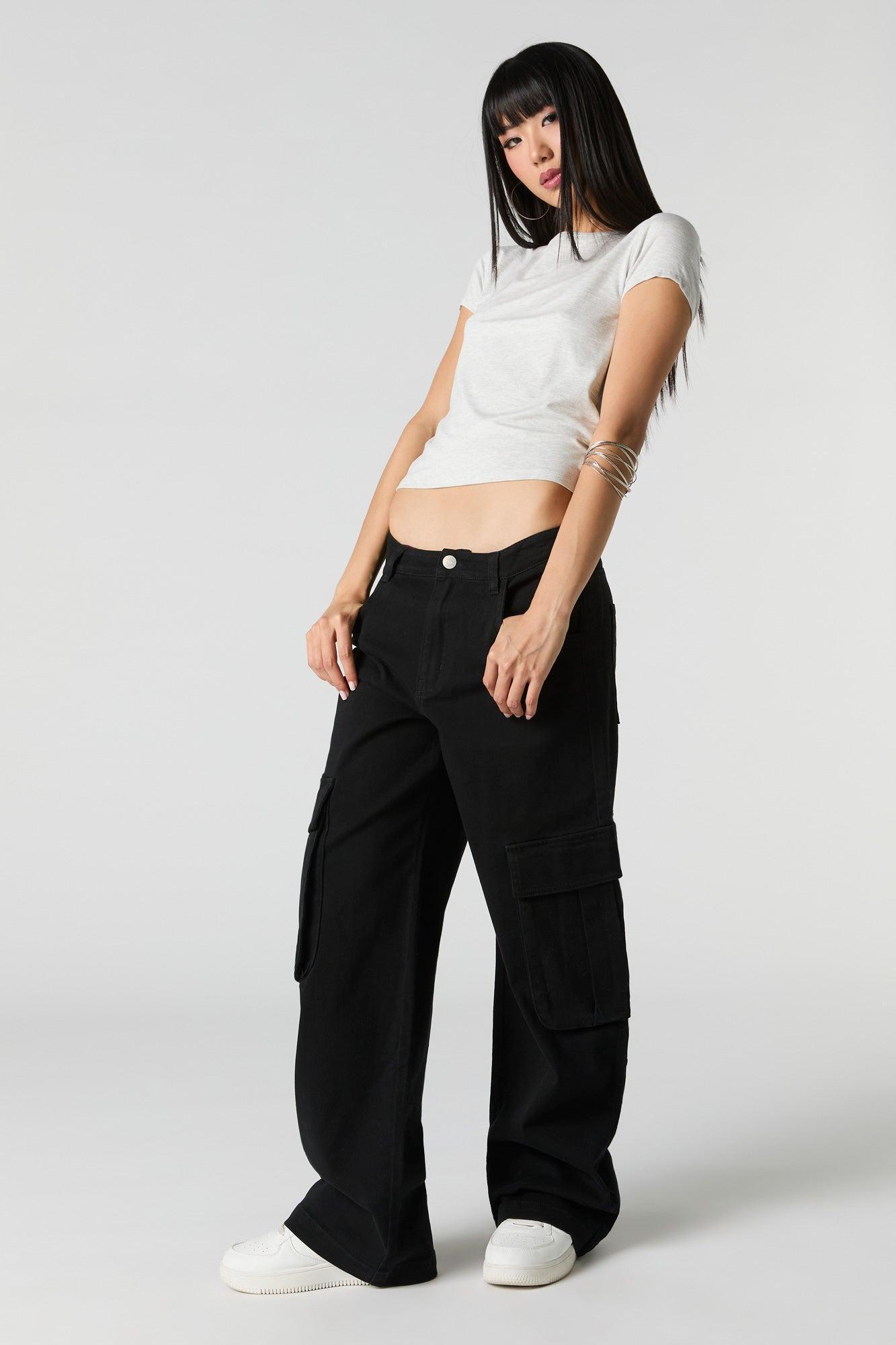 Stretch Denim Low Rise Baggy Cargo Jean Female Product Image