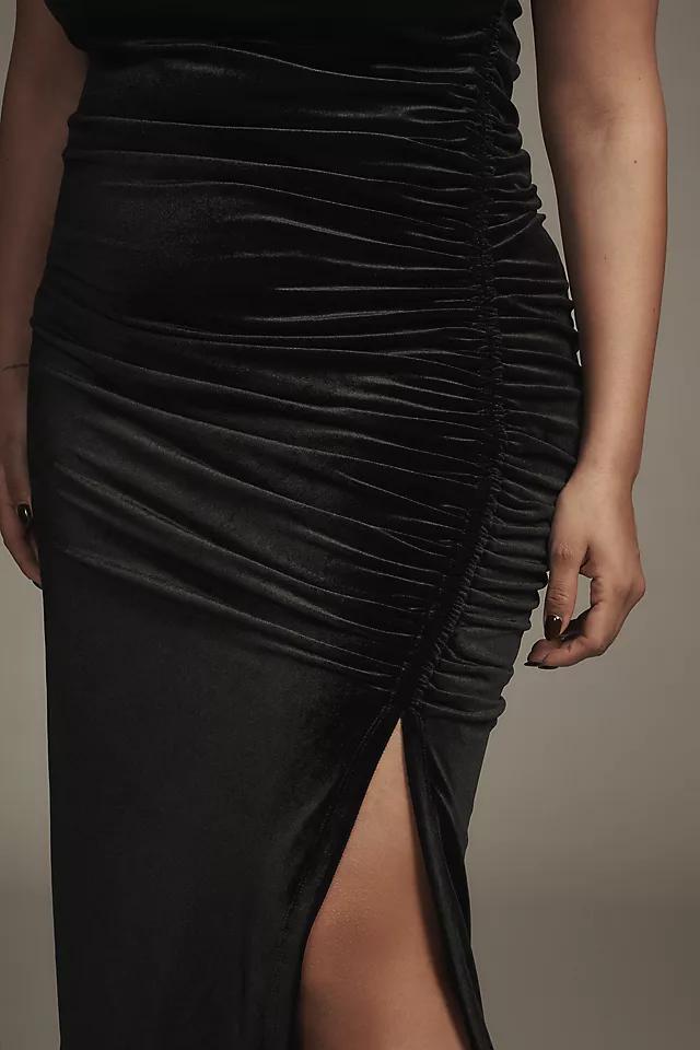 The Maya Ruched Cowl-Neck Dress: Stretch Velvet Edition Product Image