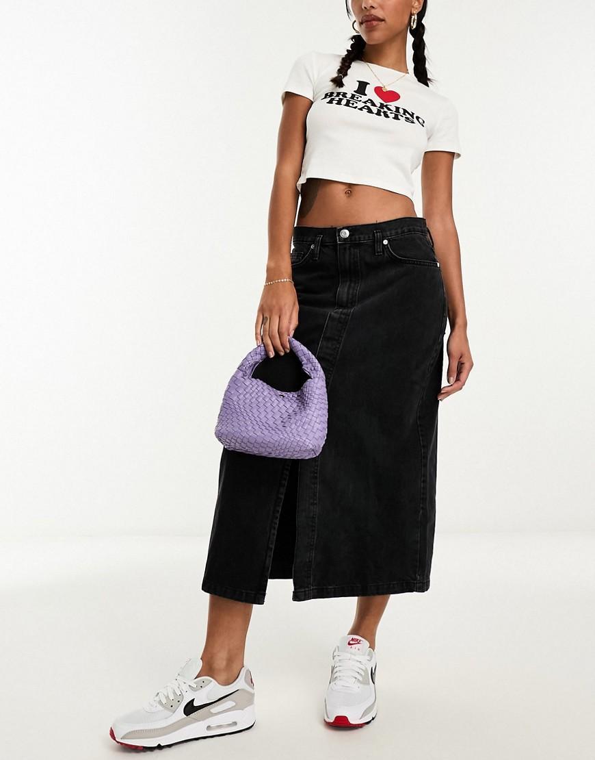Mango front split denim midi skirt Product Image