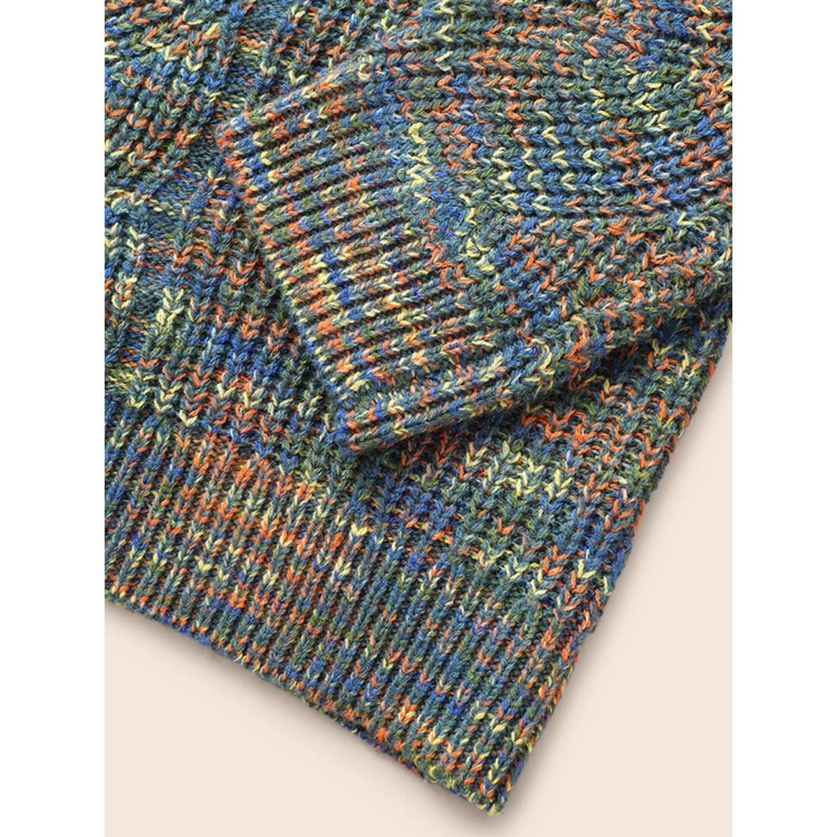 Plus Size V Neck Texture Heather Cable Knit Pullover Multicolor Women Casual Long Sleeve V-neck Everyday Pullovers BloomChic 28/5X Product Image
