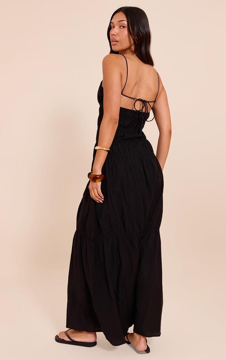  Black Ruched Cut Out Maxi Dress Product Image