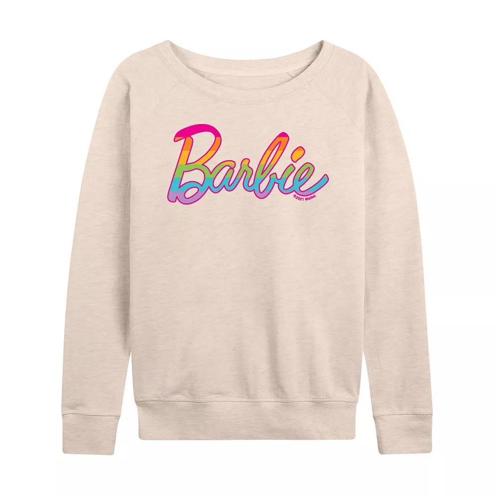 Womens Barbie Pride Rainbow Fill French Terry Long Sleeve Tee, Girls Brown Product Image