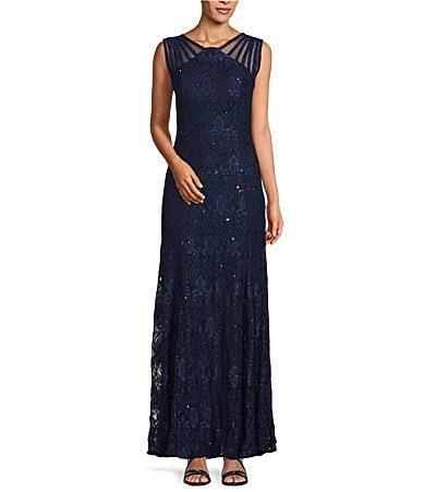 Women's R&M Richards Mermaid Lace Gown, Size: 16, Cadet Product Image
