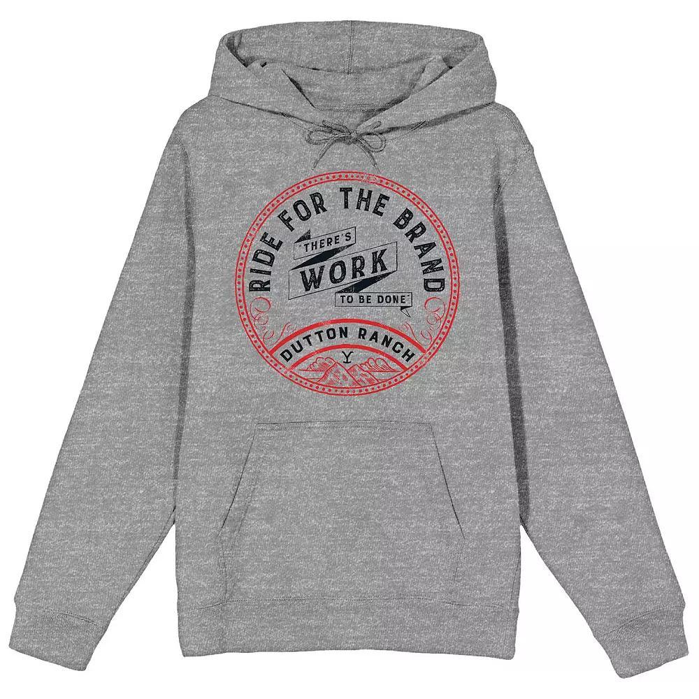 Men's Yellowstone Dutton Ranch Graphic Hoodie, Size: XXL, Gray Product Image