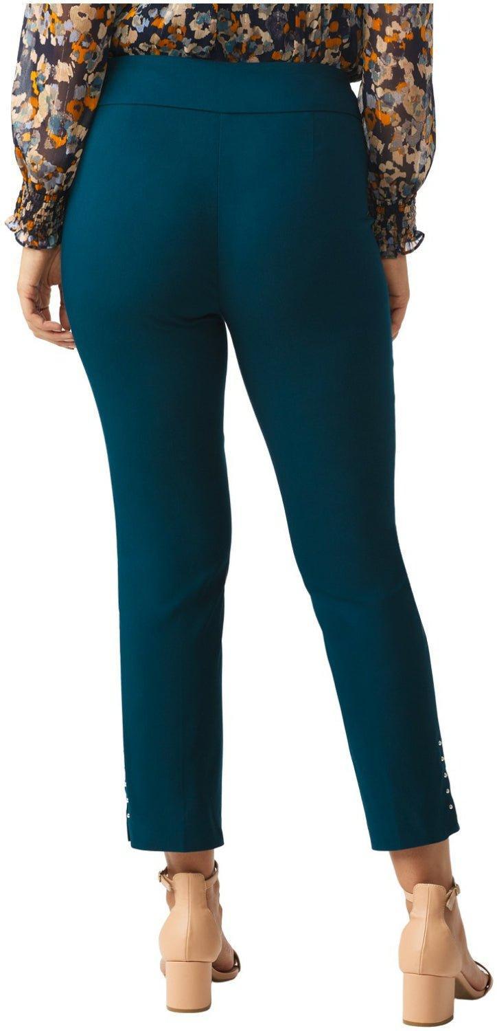 Roz & Ali Solid Millennium Tummy Panel Pull On Ankle Pants With Rivet Trim Bottom - Misses Product Image