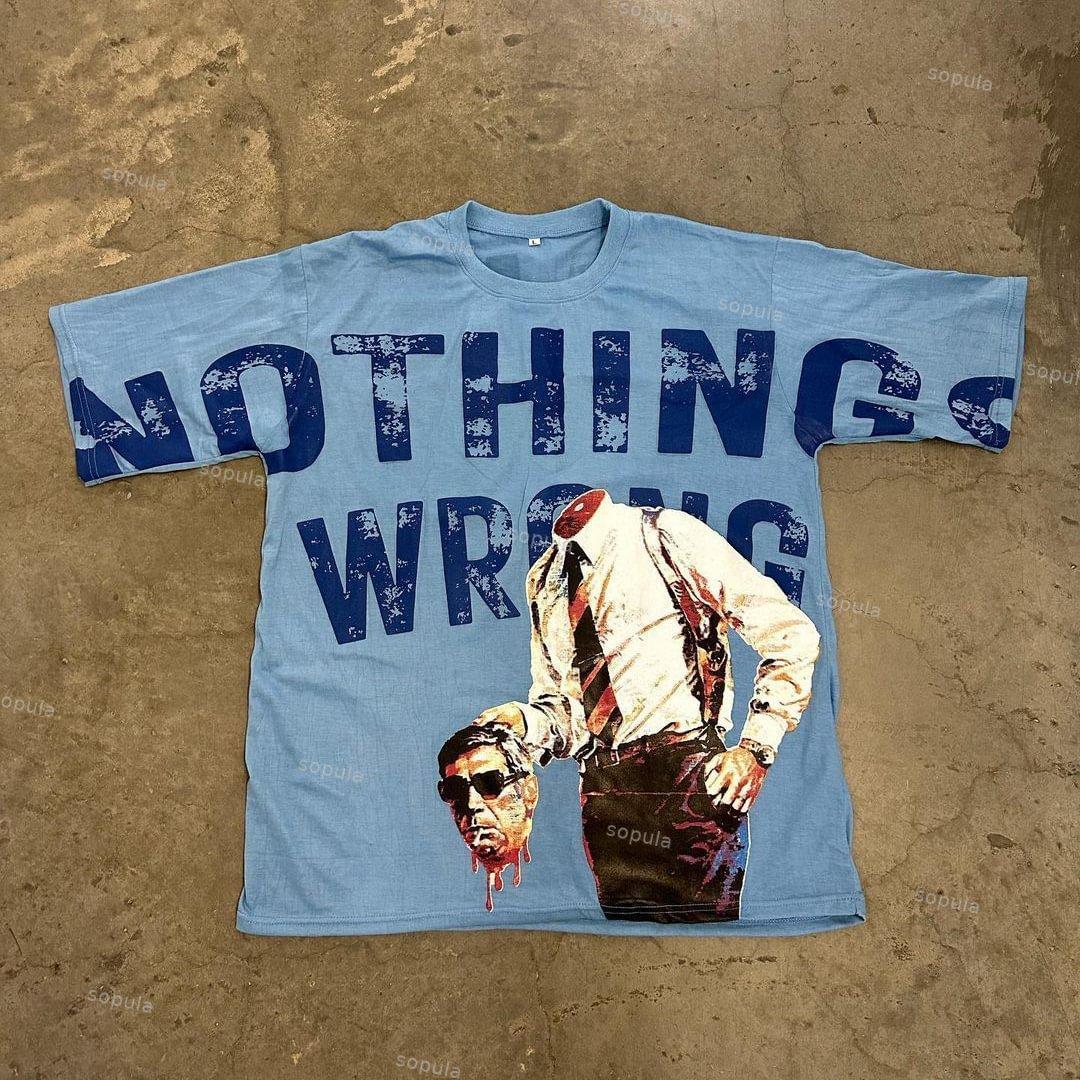 Vintage Nothing Wrong Die Alone Graphic Print Cotton T-Shirt Product Image