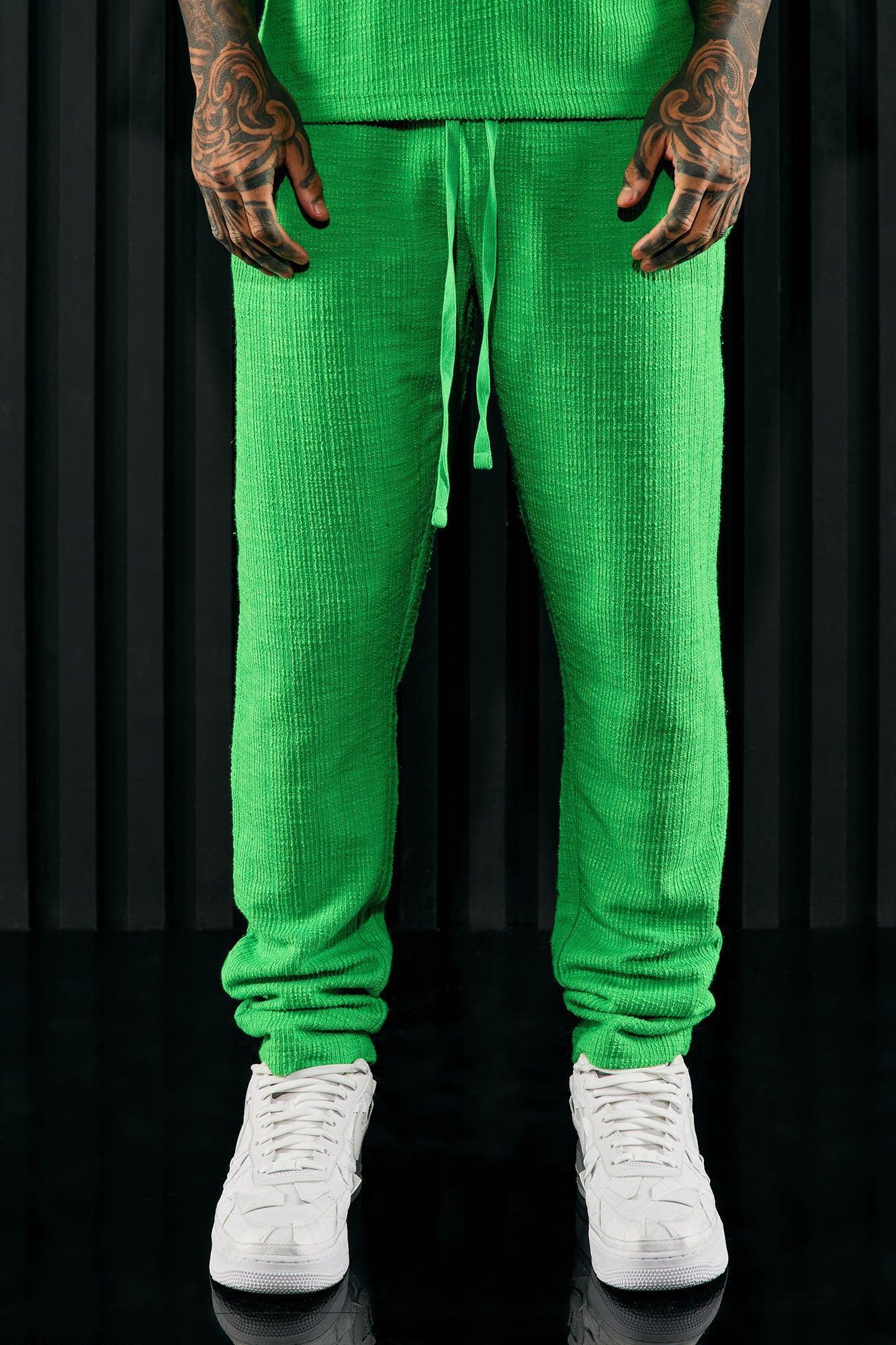 Dean Textured Slim Pants - Green Product Image
