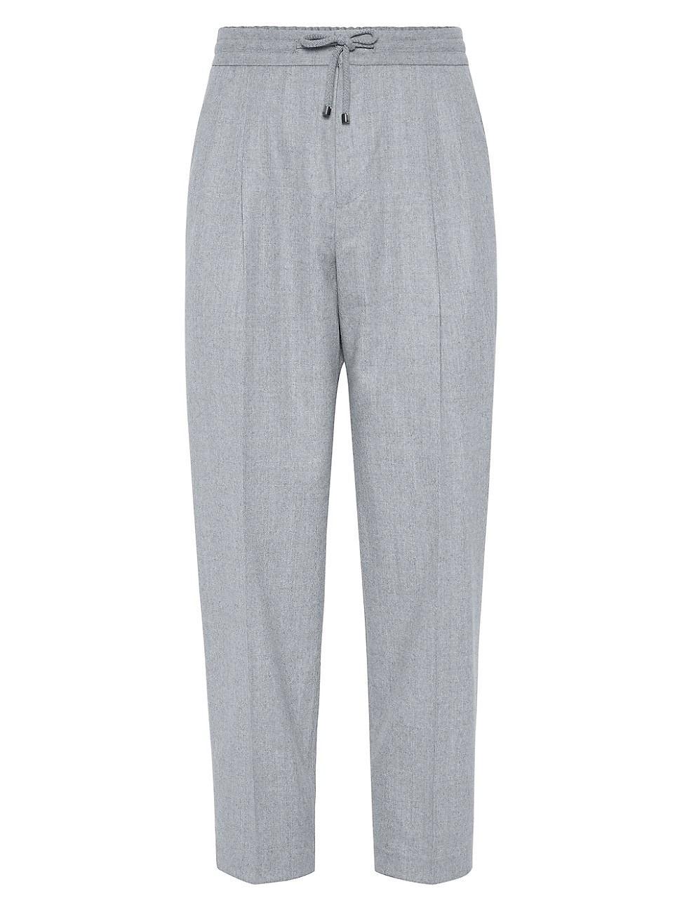 Mens Leisure Fit Trousers with Drawstring and Double Pleats Product Image