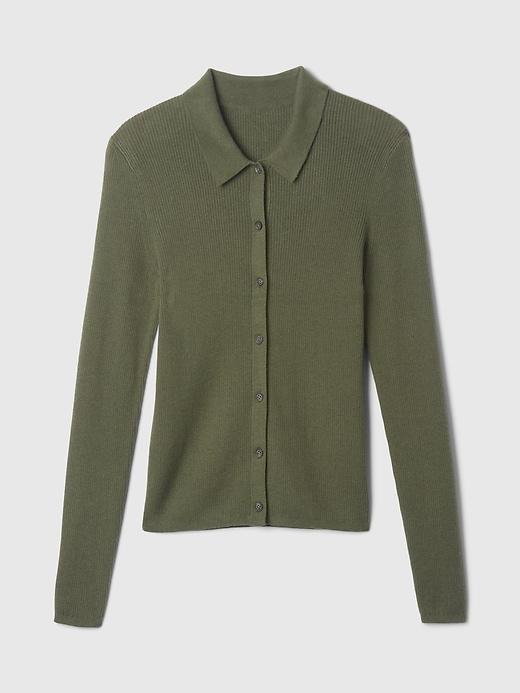 CashSoft Rib Polo Cardigan Product Image