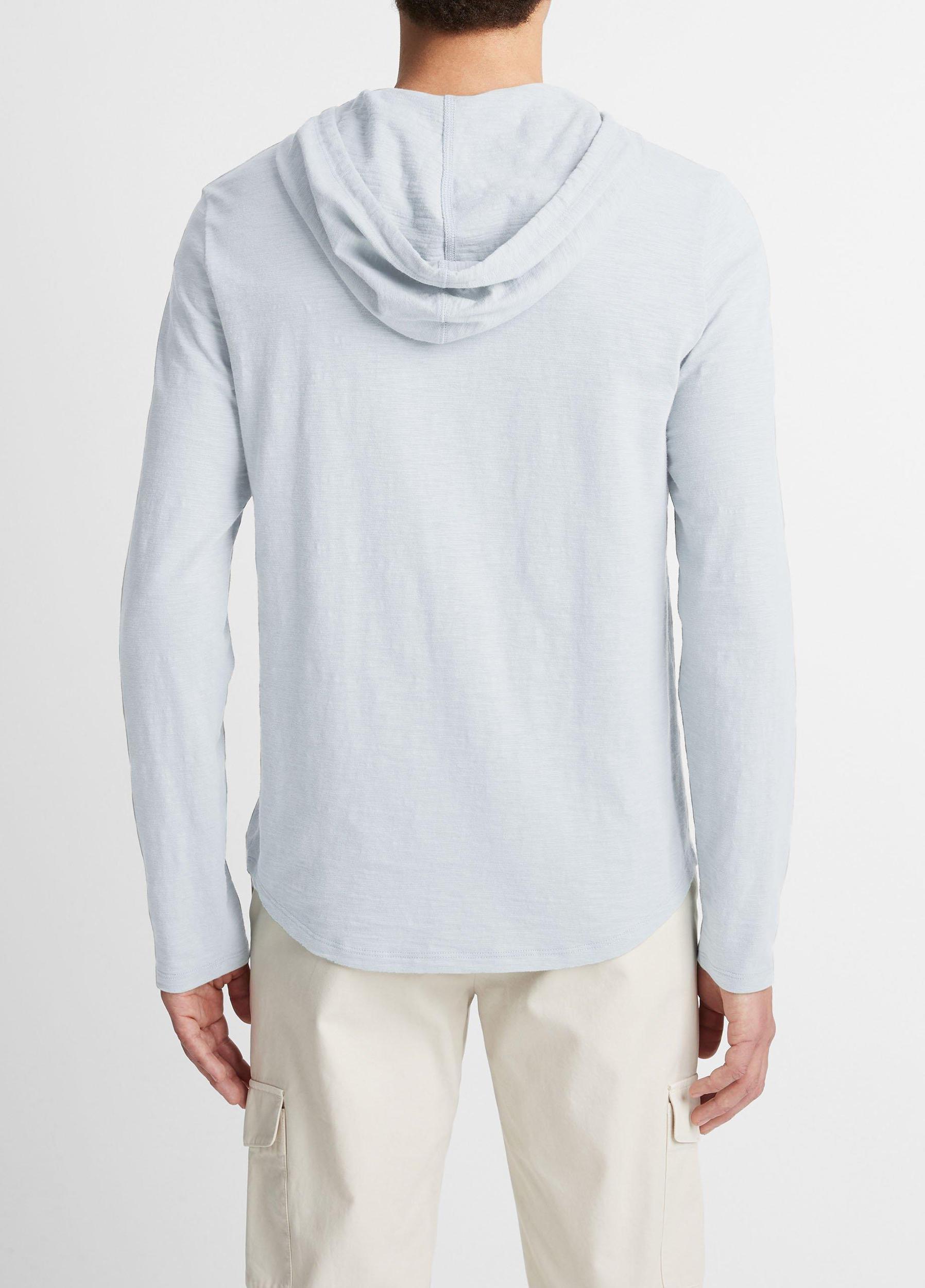 Mens Textured Cotton Hoodie, Coastal Blue, Size L Vince Product Image