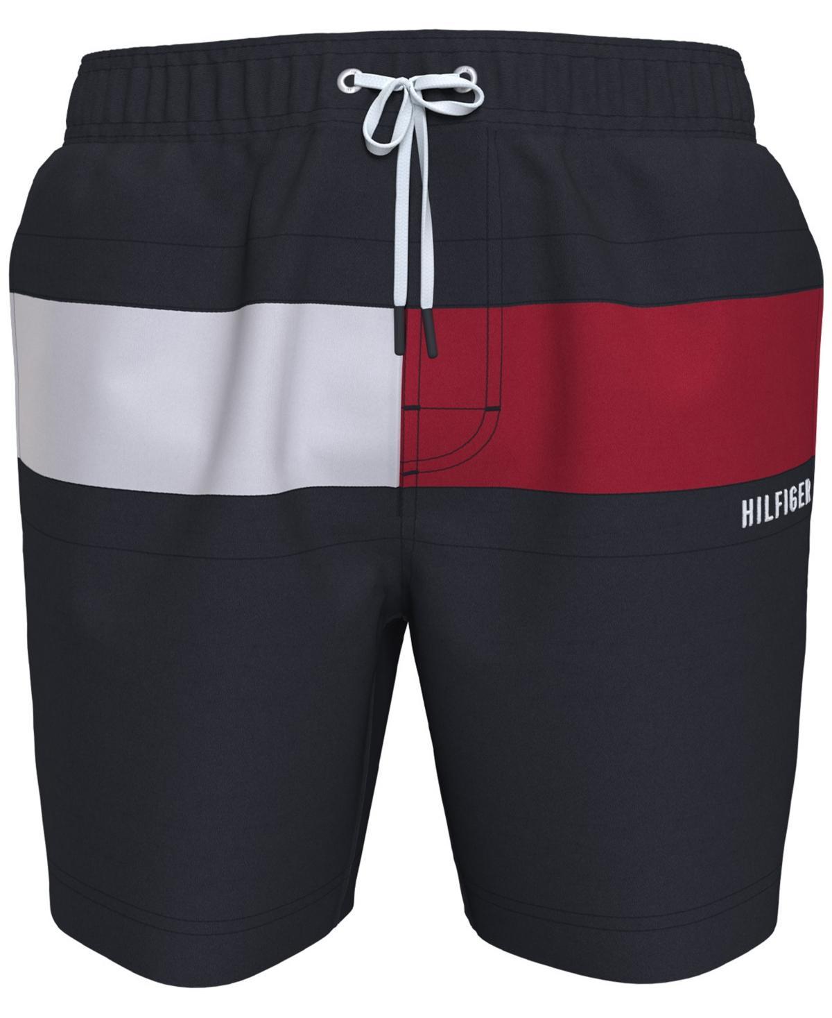 Men's Tommy Hilfiger 7" Flag Swim Trunks, Size: Medium, Red Product Image