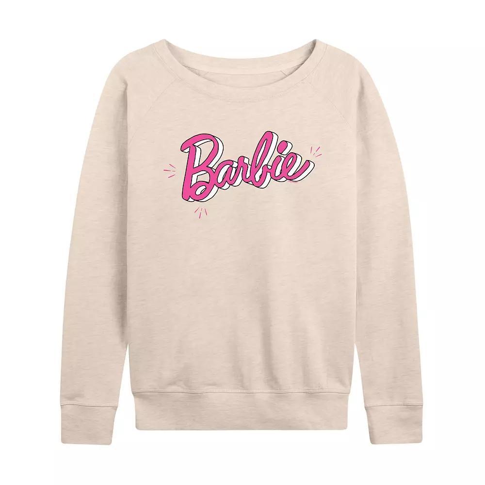 Womens Barbie Sketch Logo French Terry Long Sleeve Tee, Girls Product Image