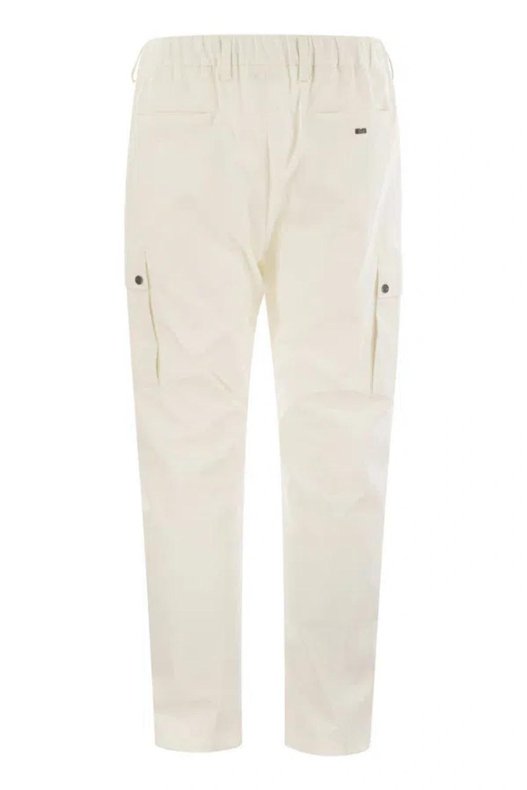 HERNO Mechanical Stretch Twill Cargo Trousers In White Product Image