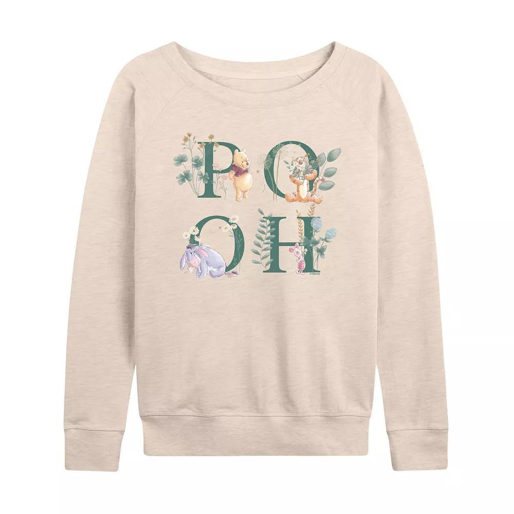 Disney's Winnie the Pooh Women's Flowers French Terry Long Sleeve Tee, Girl's, Size: Medium, Beige Khaki Product Image