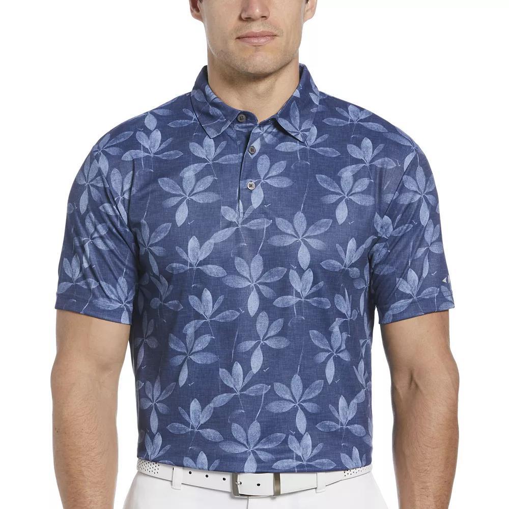 Men's Grand Slam Allover Faded Leaf Print Short Sleeve Golf Polo, Size: XL, Sargasso Product Image