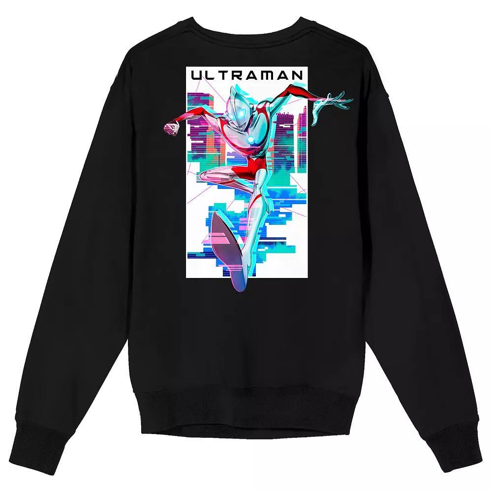 Men's Ultraman Rising Neon Glitch Graphic Tee, Size: Small, Black Product Image