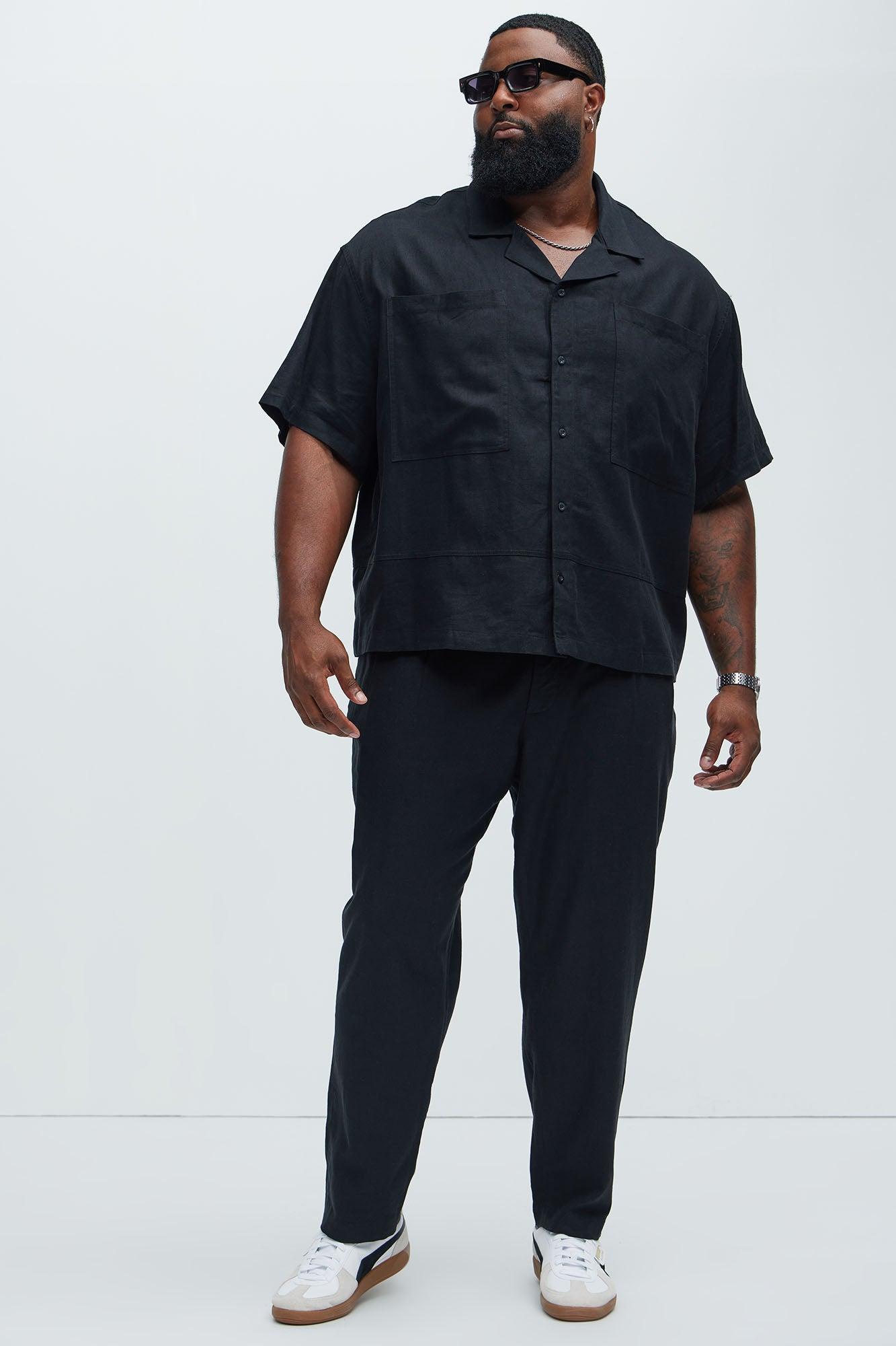 Bahamas Linen Cuban Boxy Shirt - Black Product Image