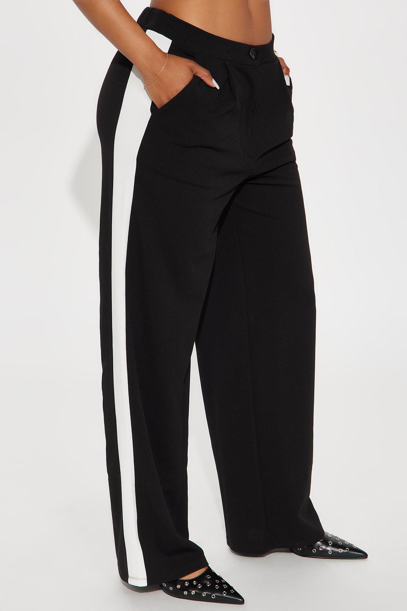 Jaylene Striped Trouser Pant - Black Product Image