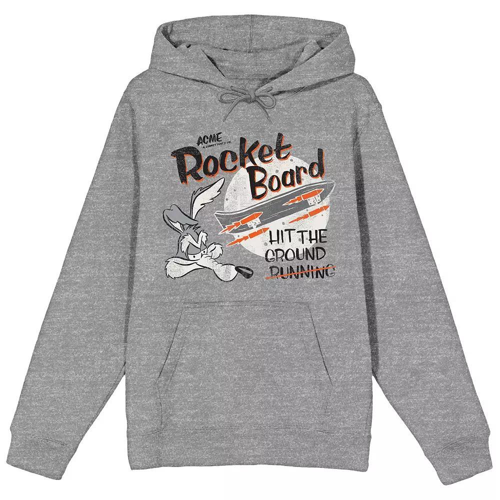 Men's Looney Tunes Wile E. Coyote Hooded Sweatshirt, Size: Small, Gray Product Image