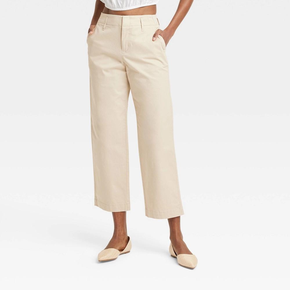 Womens High-Rise Straight Ankle Chino Pants - A New Day Tan 2 Product Image