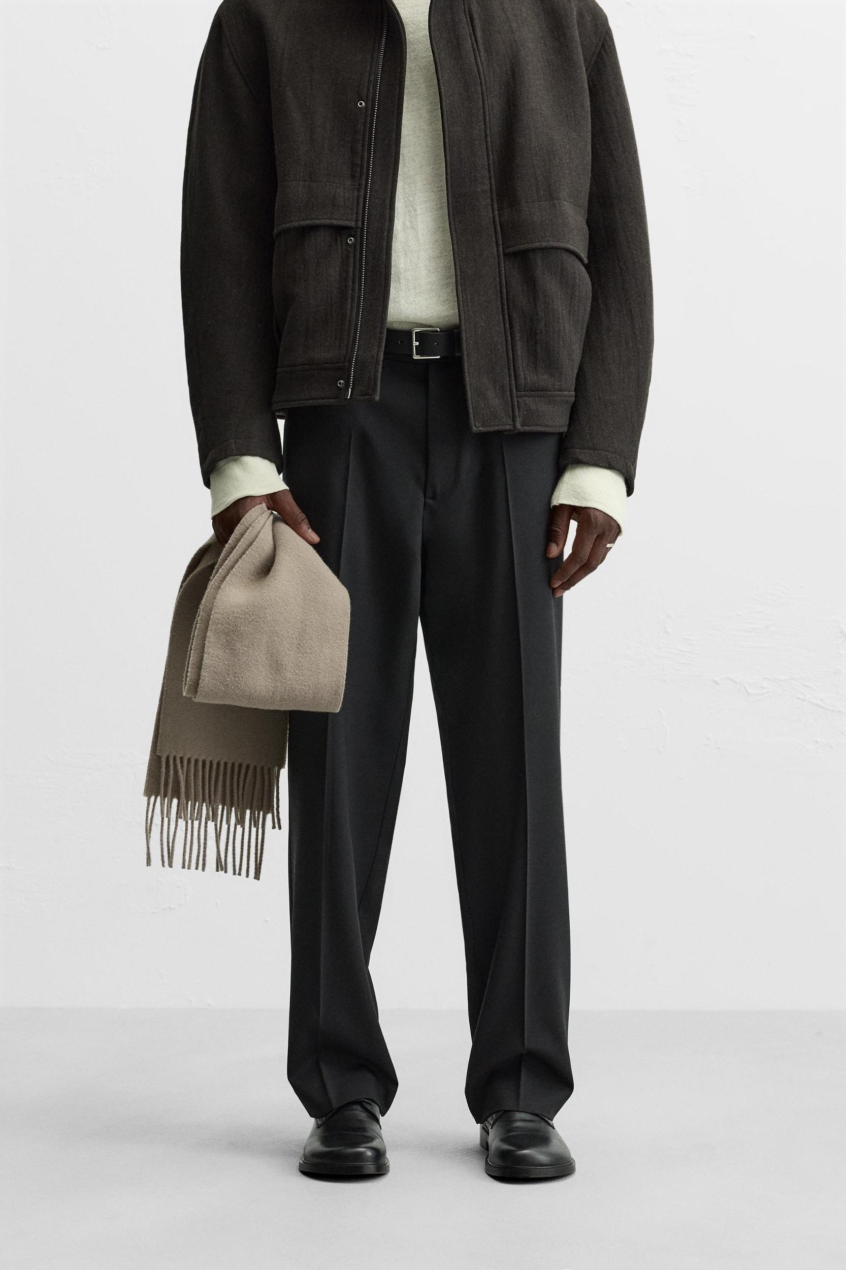 RELAXED FIT WOOL BLEND PANTS Product Image