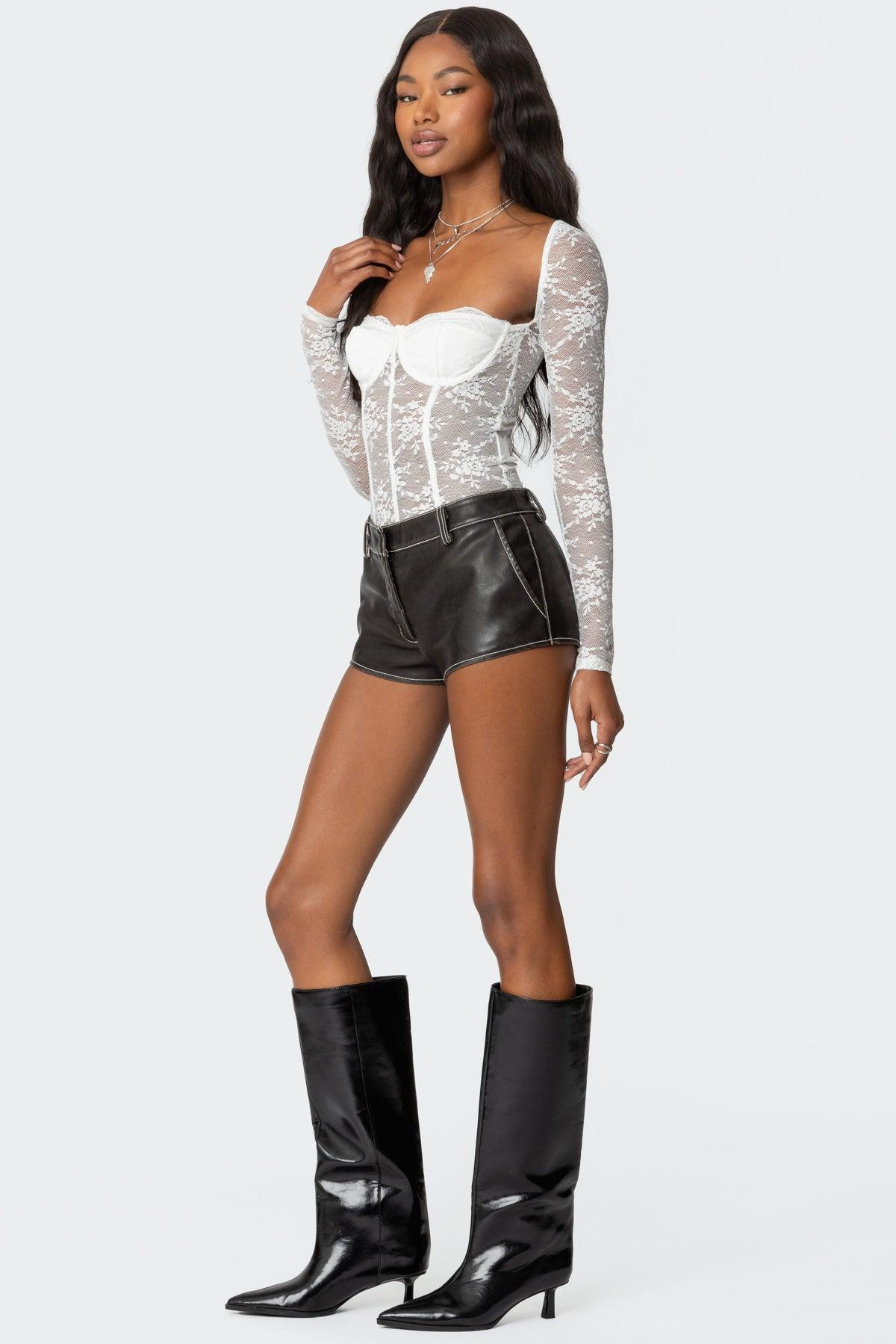 Ally Sheer Lace Cupped Bodysuit Product Image