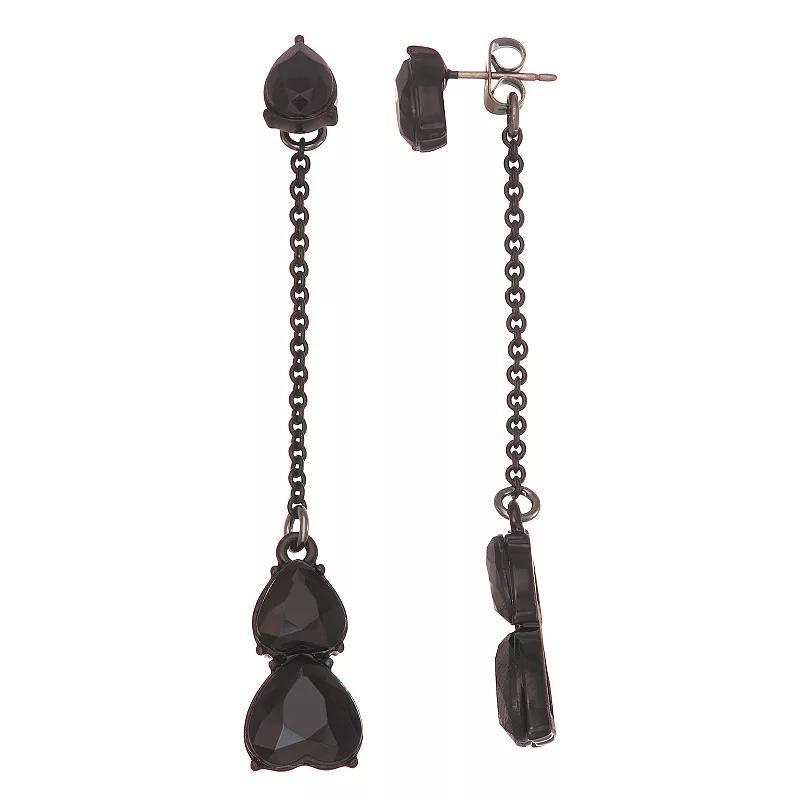 Simply Vera Vera Wang Jet Tone Front-Back Chain Heart Linear Earrings, Womens, Black Product Image