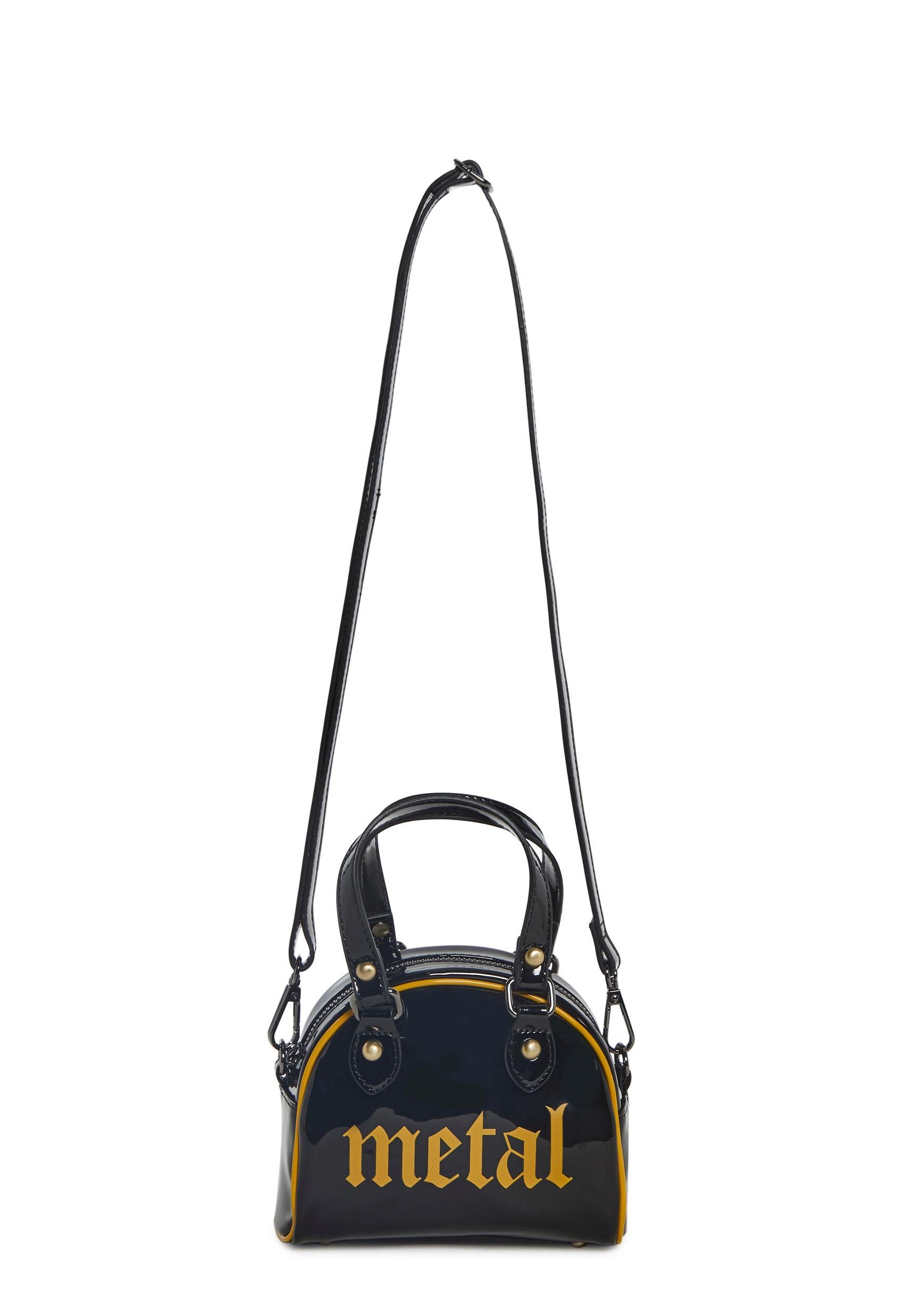 Mini Patent Metal Bowler Bag Current Mood- Black Product Image