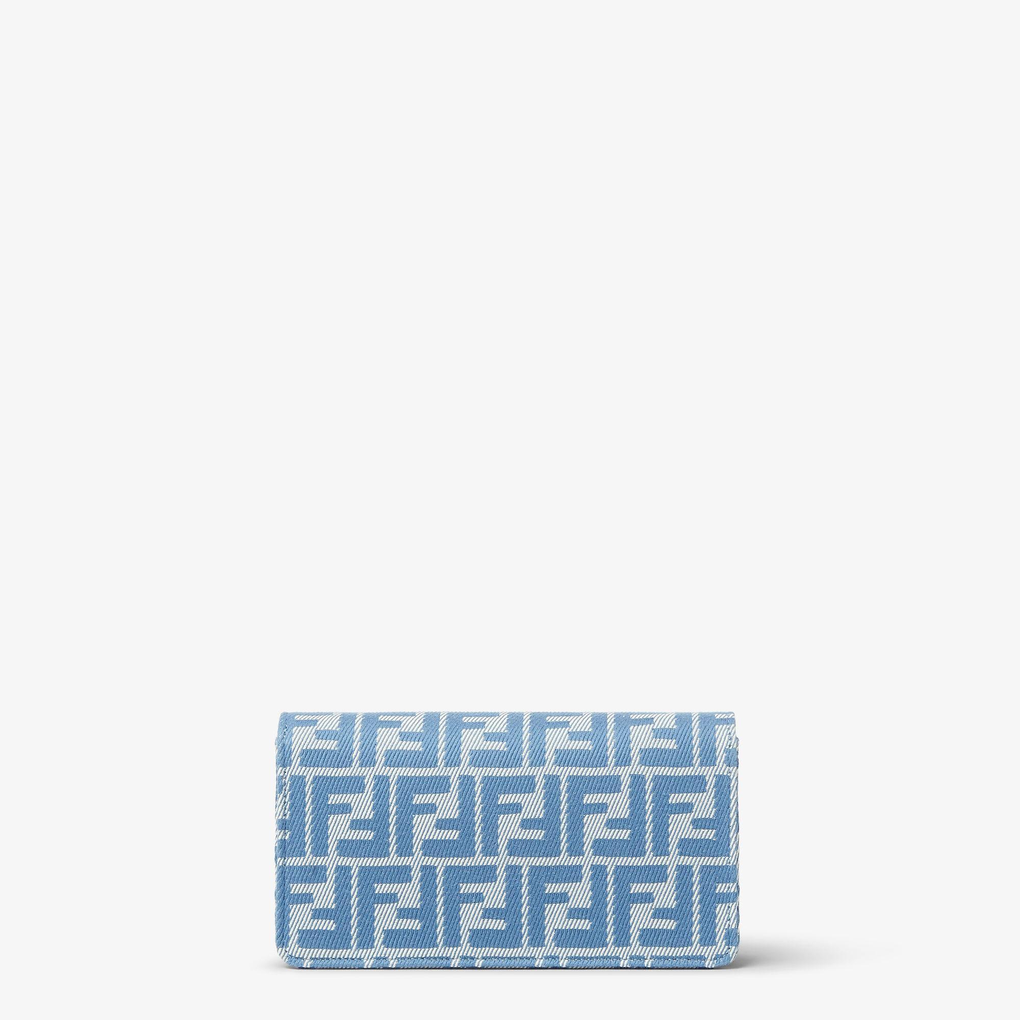 Wallet On Chain BaguetteBlue denim-effect FF jacquard wallet Product Image