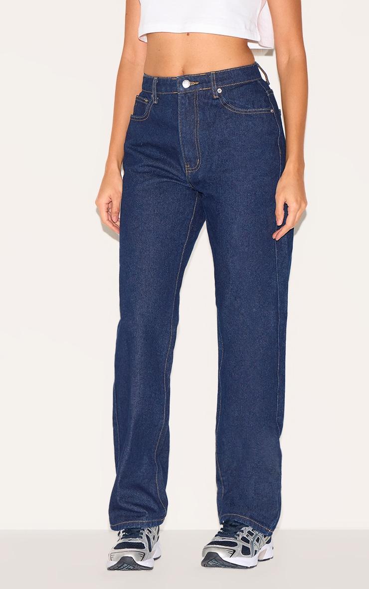 Indigo High Waist Straight Leg Jeans Product Image